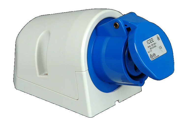 RoadEu - CEE wandcontactdoos Combi 5 polig 16A met 1x stopcontact 230V - Uitgerust met C16A automaten. Stroomverdeler, IP44, volledig bedraad