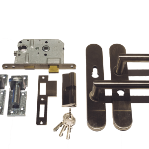 RVS Inbouwslotset Luxe voor deuren op stalen frame inbouwmaat 13 cm