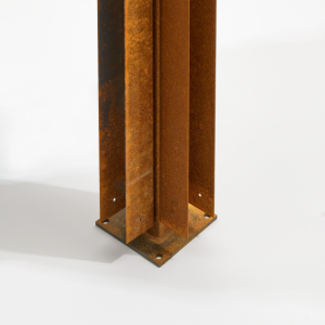Hoekpaal Bamboescherm met bevestigingsvoet 182cm Cortenstaal