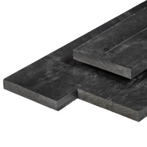 Plank 2x20x400 cm ME Grenen fijnbezaagd, zwart gespoten