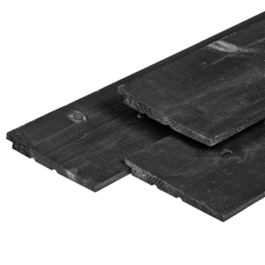 Zweeds rabat 1,1/2,2x19,5x420 cm NE Vuren, zwart gespoten