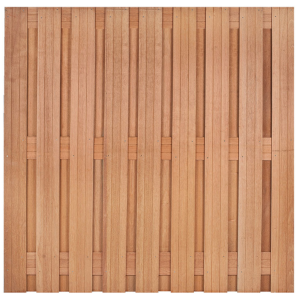 Tuinscherm Hardhout Bahia 19planks 14x140mm 180x180cm RVS Geschroefd