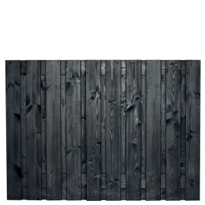 Tuinscherm Roermond 21-planks 130x180 cm Grenen Zwart gespoten