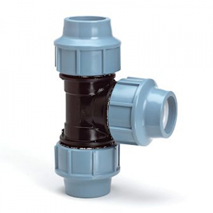 Tyleenslang PP T-stuk 90° Kiwa 3x klem 16mm