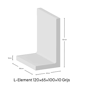 LElement 120x65x100x10 Grijs Zichtbeton