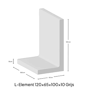 L-element 120x65x100 cm Grijs