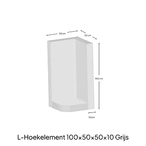 L-hoekelement 100x50x50 cm Grijs