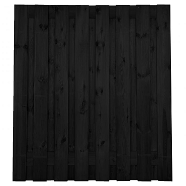 Tuinscherm Arizona 17-planks 180x180 cm Grenen Zwart gespoten