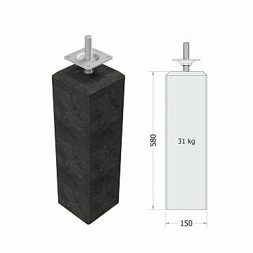 Betonpoer recht  15x15x60 cm Antraciet