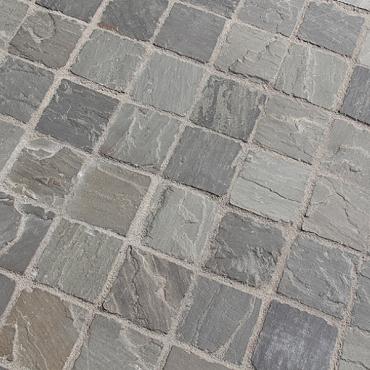 Natuursteen keien TB gres Metz 10x10x5/7 cm, grijs genuanceerd