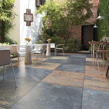 Cera3line Peacock Rusty 60x60x3 cm roest/zwart/blauw genuanceerd