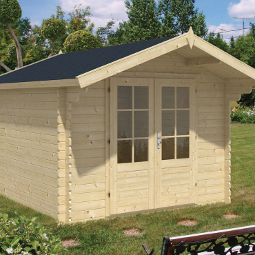 Blokhut Perlund 28mm 300x300x247 cm, met luifel