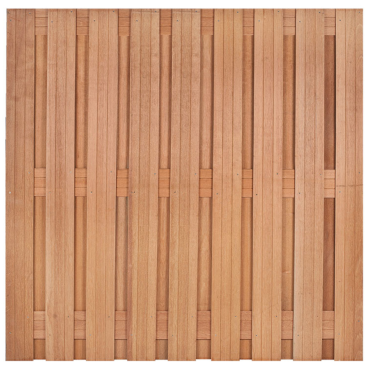 Tuinscherm Hardhout Bahia 19planks 14x140mm 180x180cm RVS Geschroefd