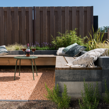 Tuinscherm Hardhout Campos 17planks 14x140mm 180x180cm RVS Geschroefd