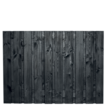 Tuinscherm Roermond 21-planks 130x180 cm Grenen Zwart gespoten