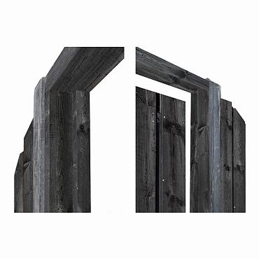 Deurkozijn met aanslagligger 210x90-150 cm Grenen Zwart gespoten