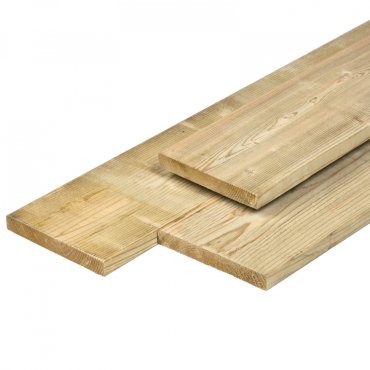 Plank 1,9x14,5x420 cm NE Vuren glad geschaafd, groen geïmpregneerd