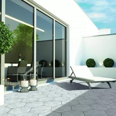 Staptegel Hexagons Quarzite Bianca Ø60x52x2cm