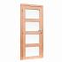 Douglas deur onbehandeld Links draaiende enkele deur 4-ruits melkglas 90 x 201